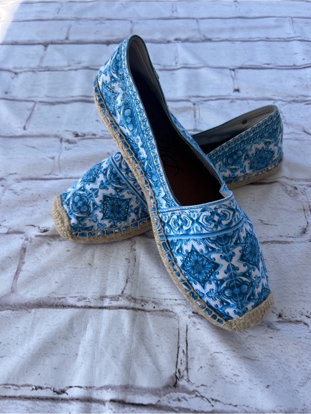 Brighton Blue and White Patterned Espadrilles